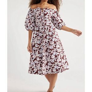 Free Assembly puff sleeve midi floral dress size large